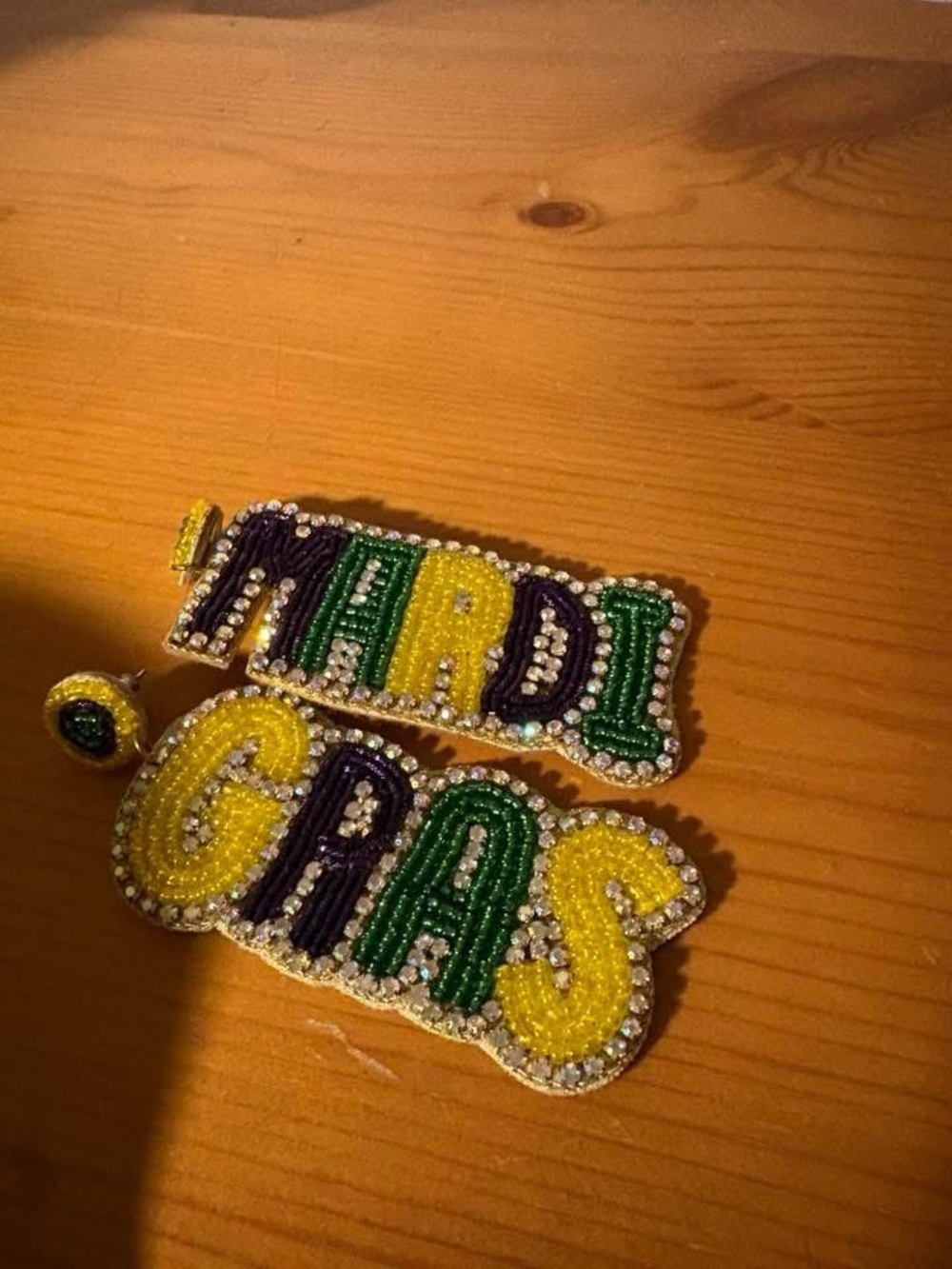 Handmade Beaded GRAND Earrings. For Easter and Mardi Gras